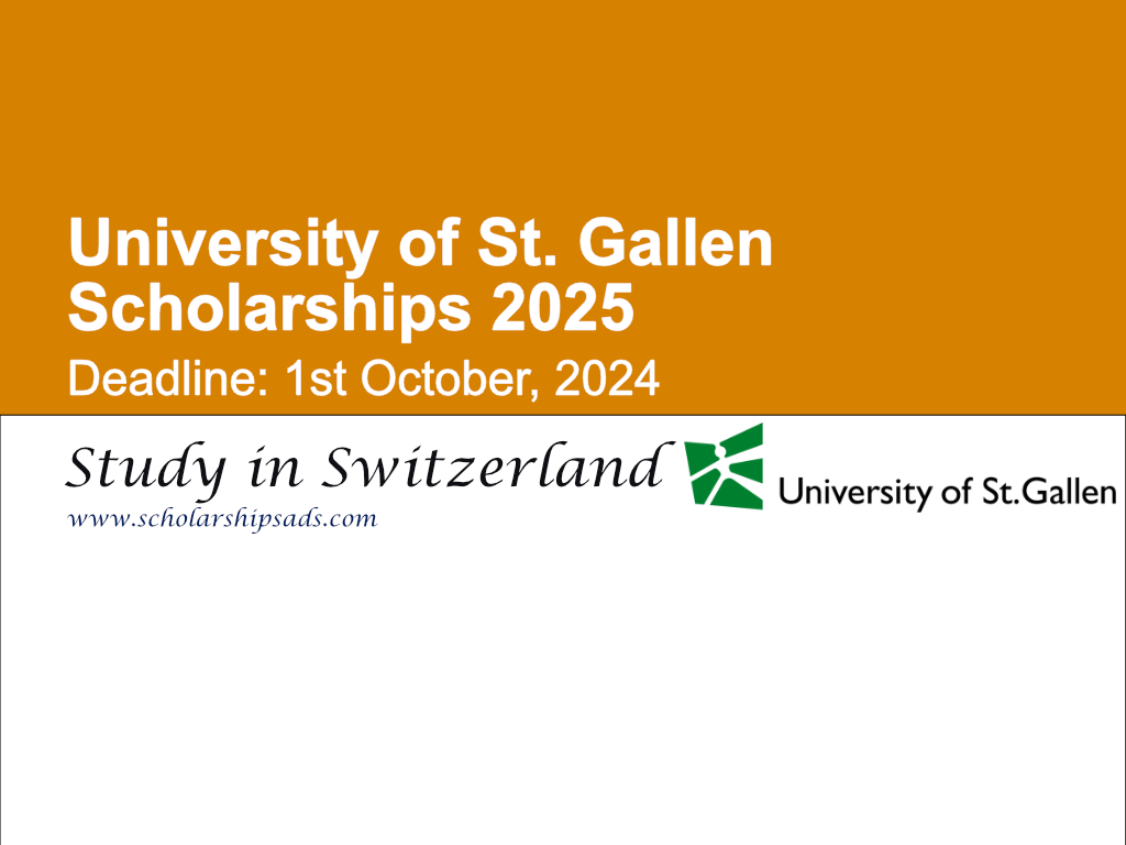 University of St Gallen Switzerland Scholarships 2025