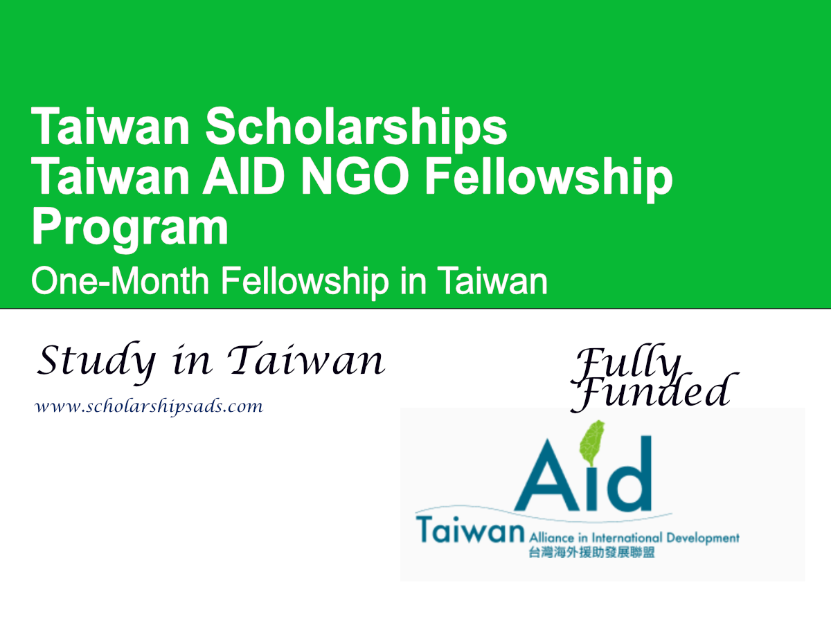 Taiwan AID NGO Fellowship Program 2026 (Fully Funded) | One-Month Fellowship in Taiwan