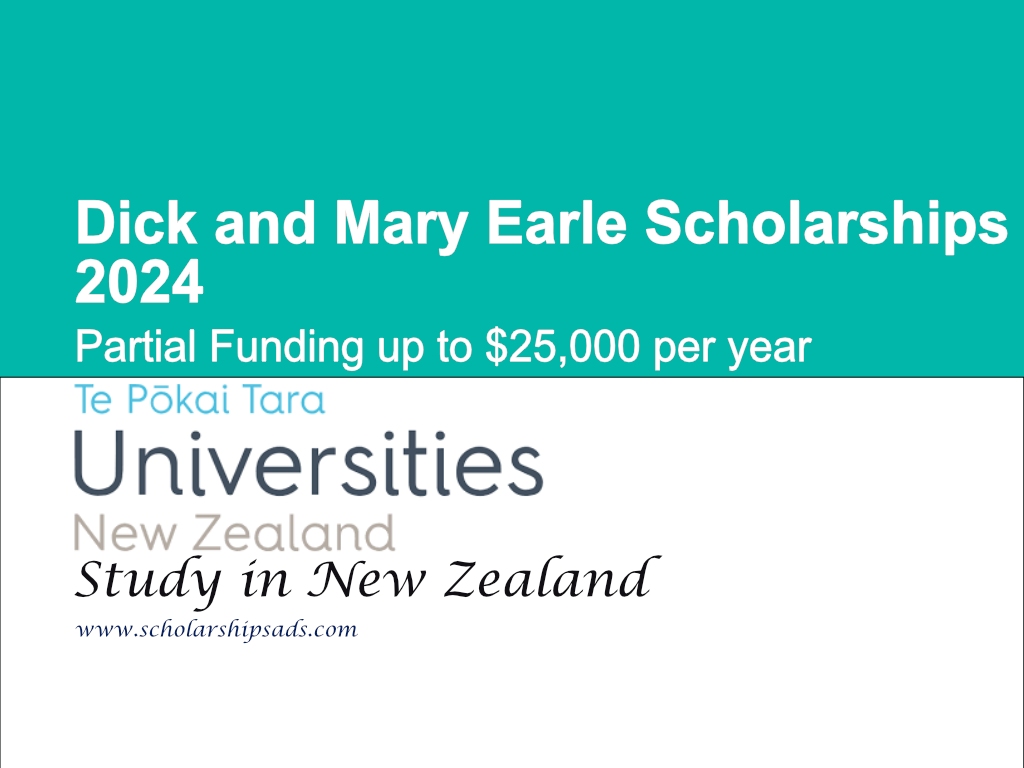 Dick and Mary Earle Scholarships 2024 in New Zealand