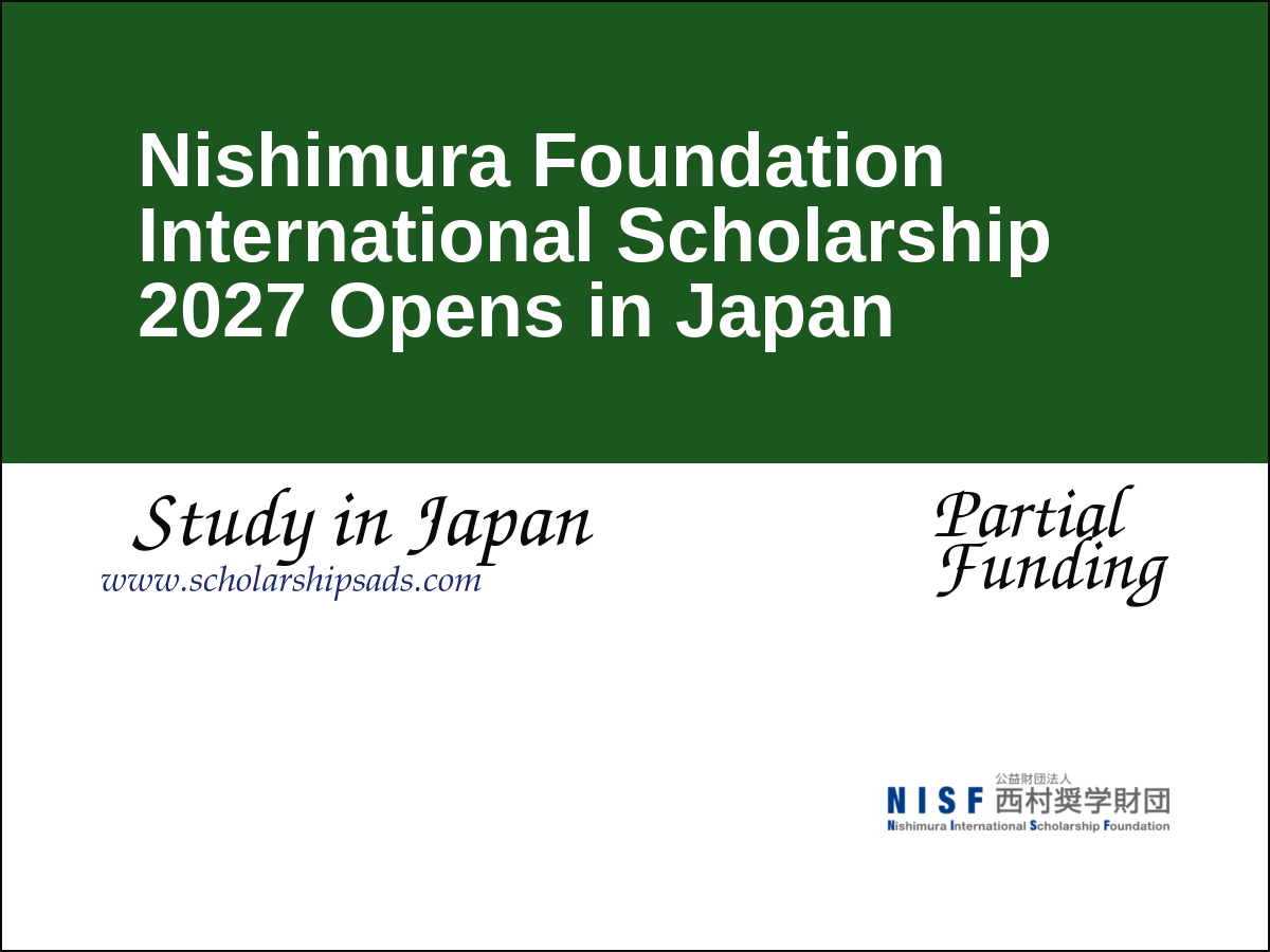 Nishimura Foundation International Scholarship 2027 Opens in Japan