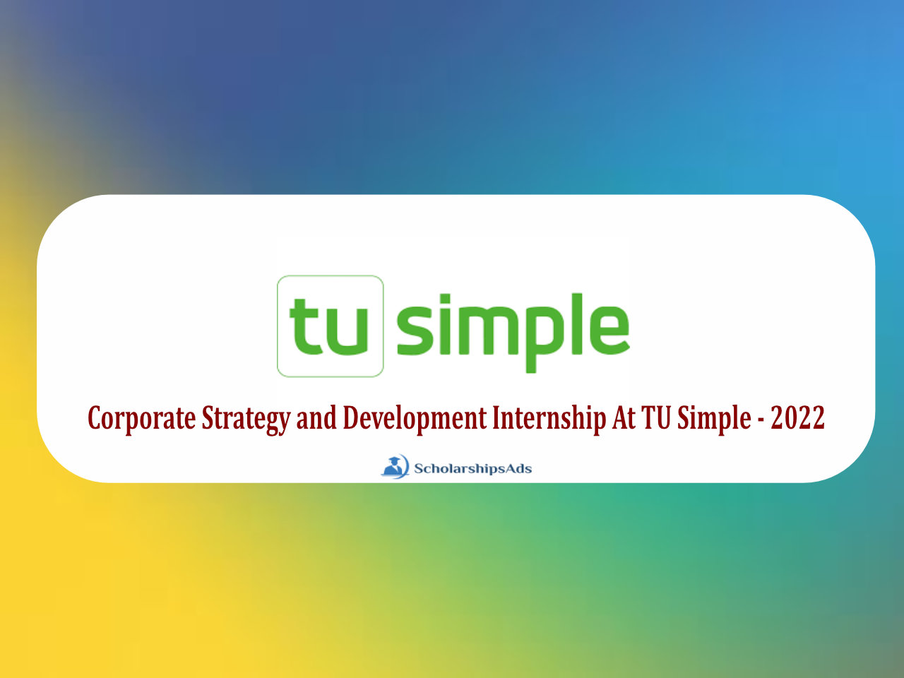 Corporate Strategy and Development Internship At TU Simple - 2022