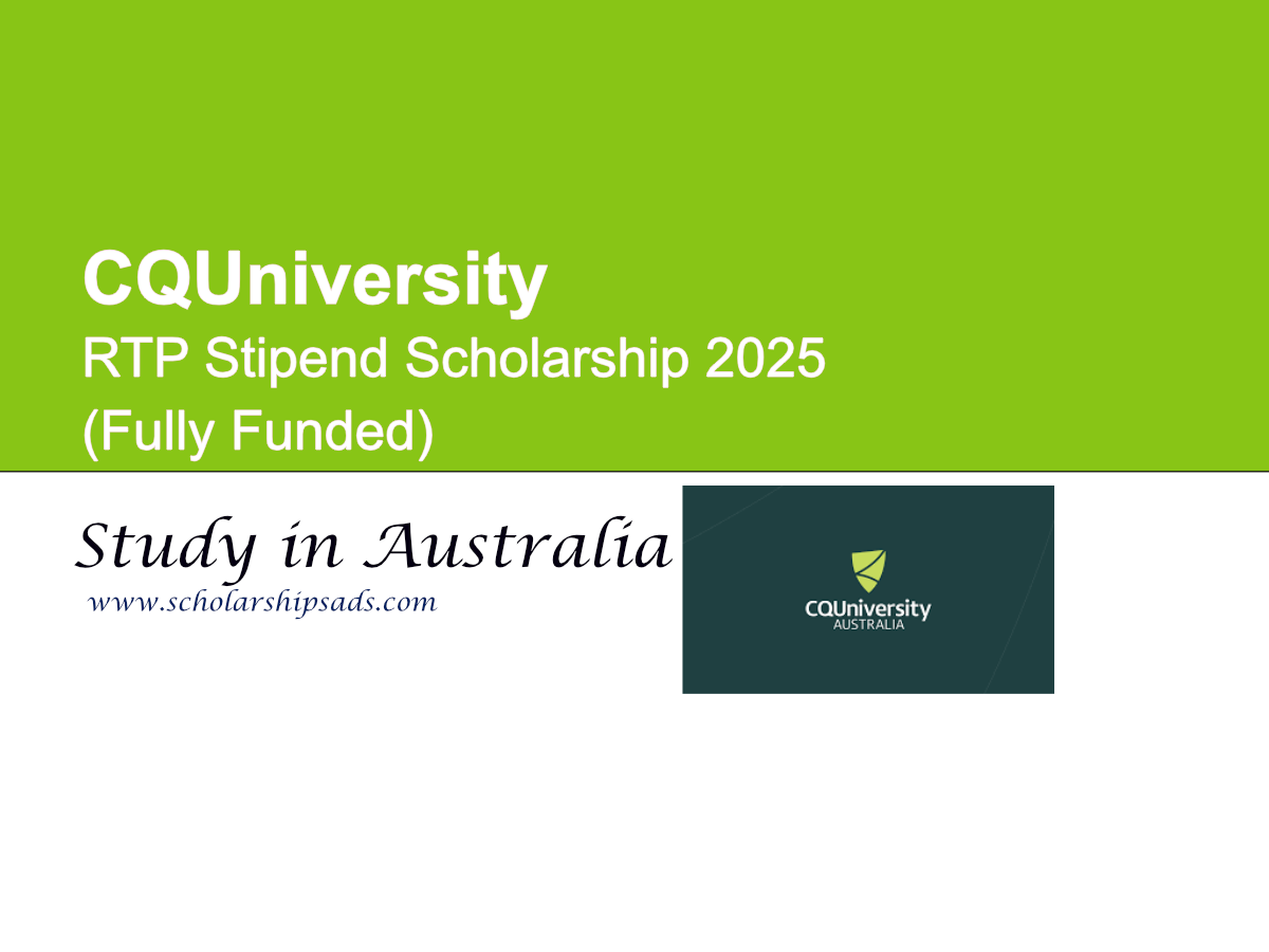 CQUniversity Australia RTP Stipend Scholarship 2025 (Fully Funded)