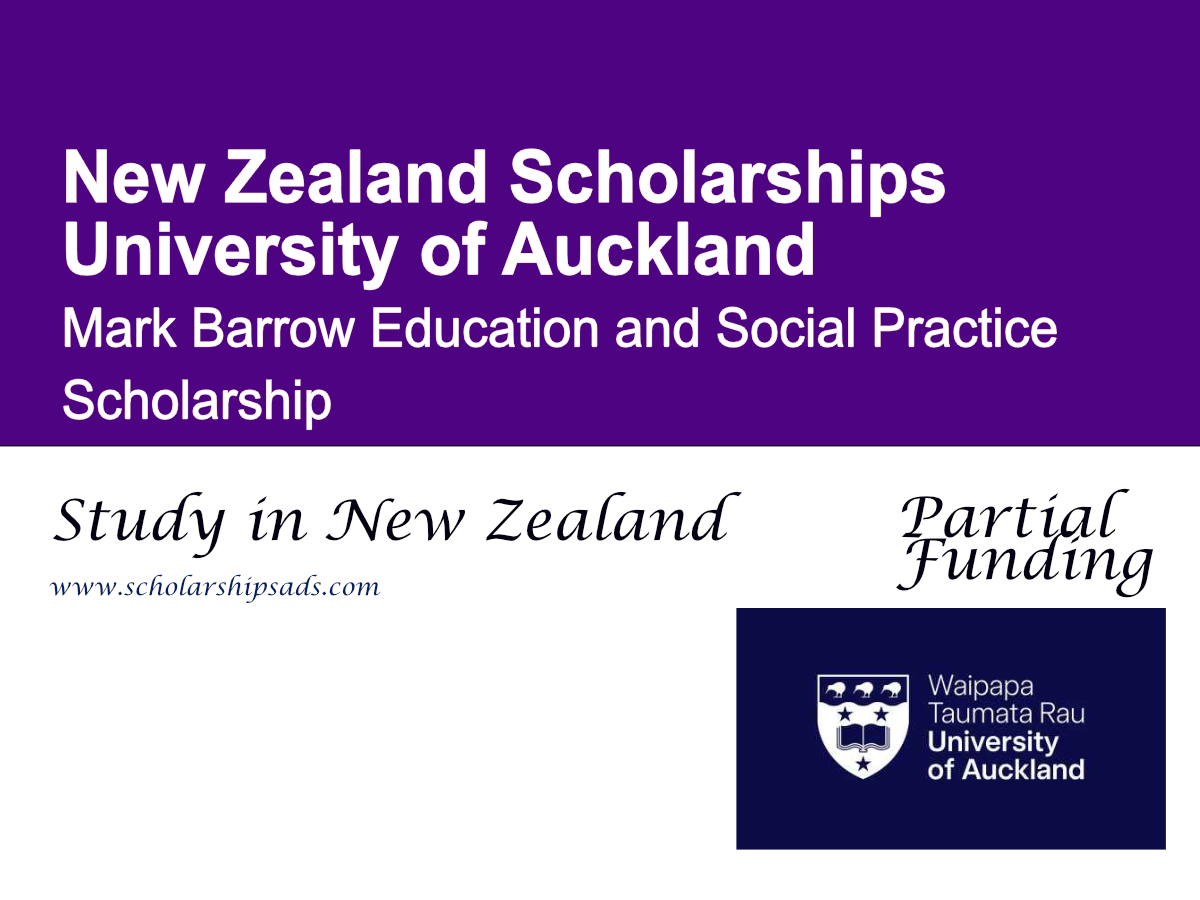 University of Auckland Mark Barrow Education and Social Practice Scholarship 2026,New Zealand