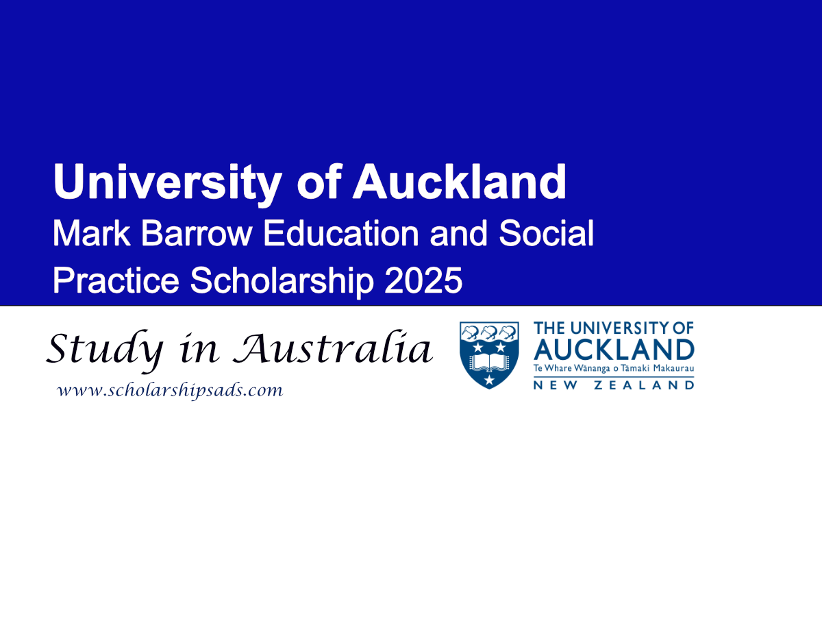 University of Auckland Australia Mark Barrow Education and Social Practice Scholarship 2025