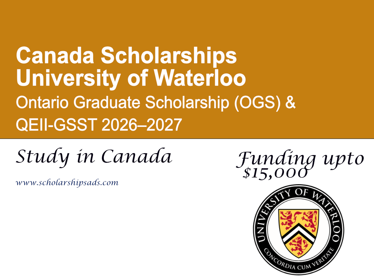 University of Waterloo Ontario Graduate Scholarship (OGS) & QEII-GSST 2026–2027, Canada