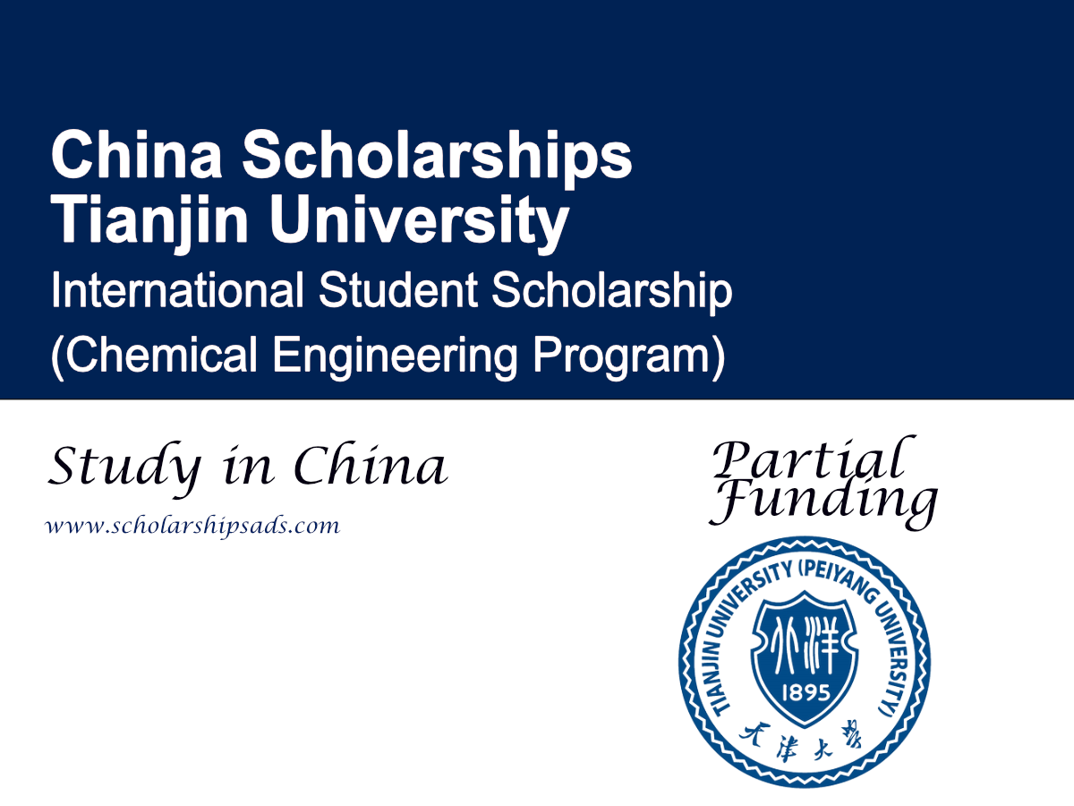 Tianjin University International Student Scholarship 2026, China (Chemical Engineering Program)