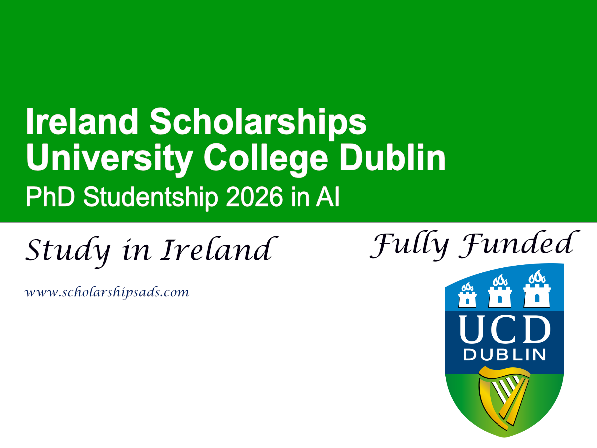 Ireland University College Dublin PhD Studentship 2026 in AI (Fully Funded)
