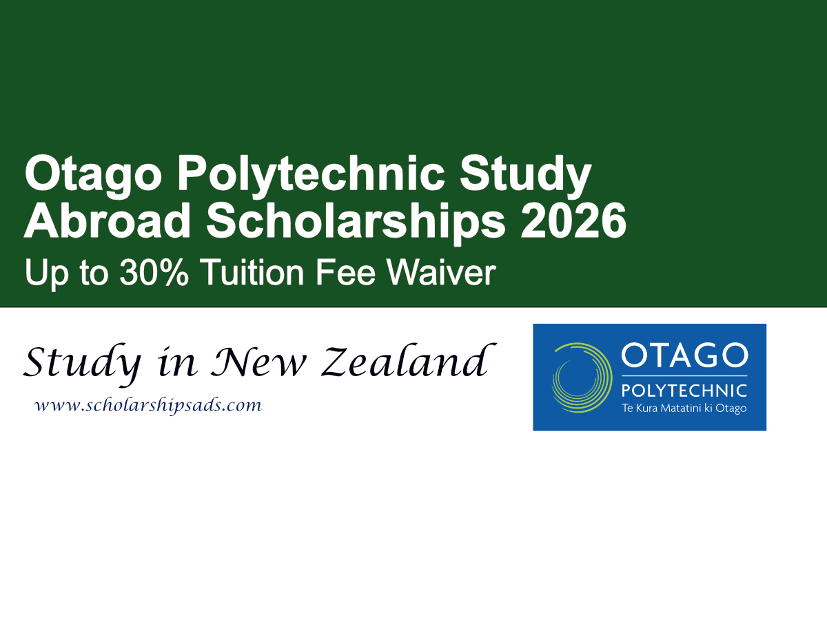Otago Polytechnic Study Abroad Scholarships 2026, New Zealand (Up to 30% Tuition Fee Waiver)