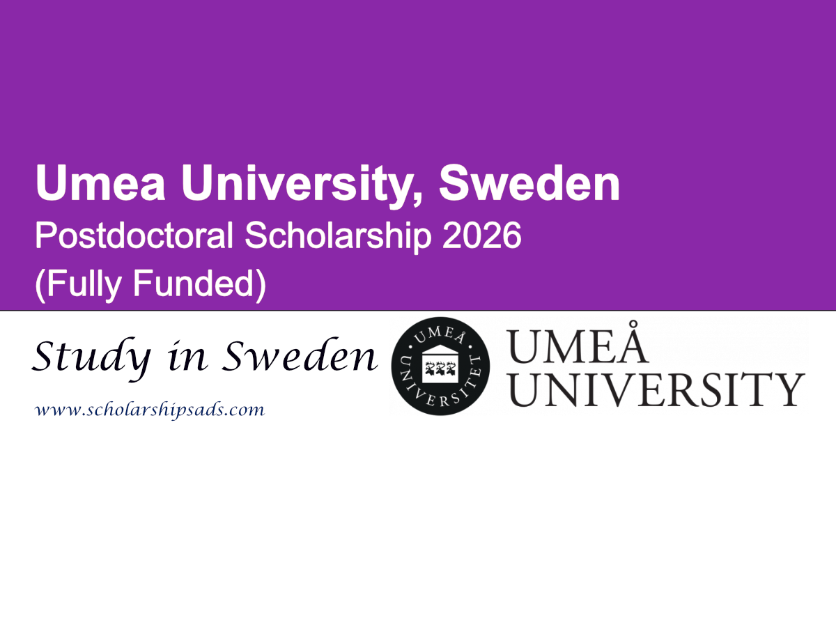 Sweden Umea University Postdoctoral Scholarship 2026 (Fully Funded)