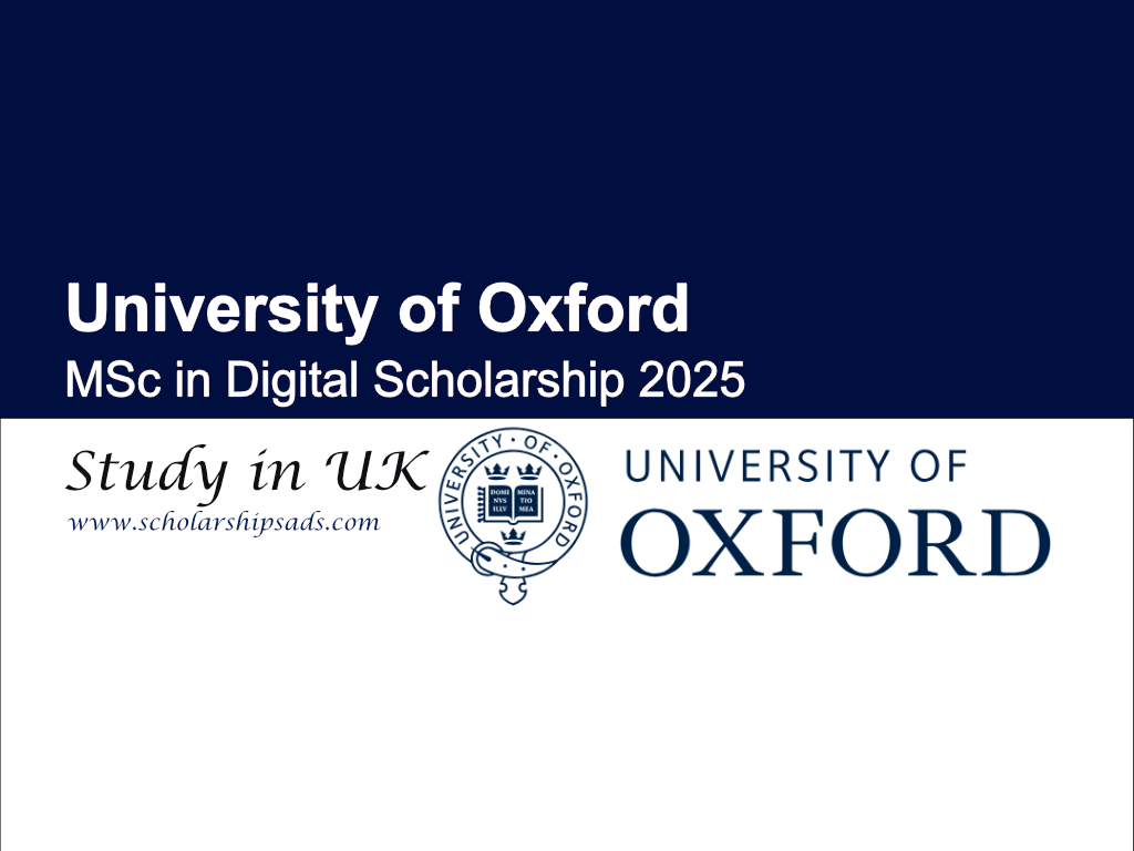University of Oxford UK MSc in Digital Scholarship 2025