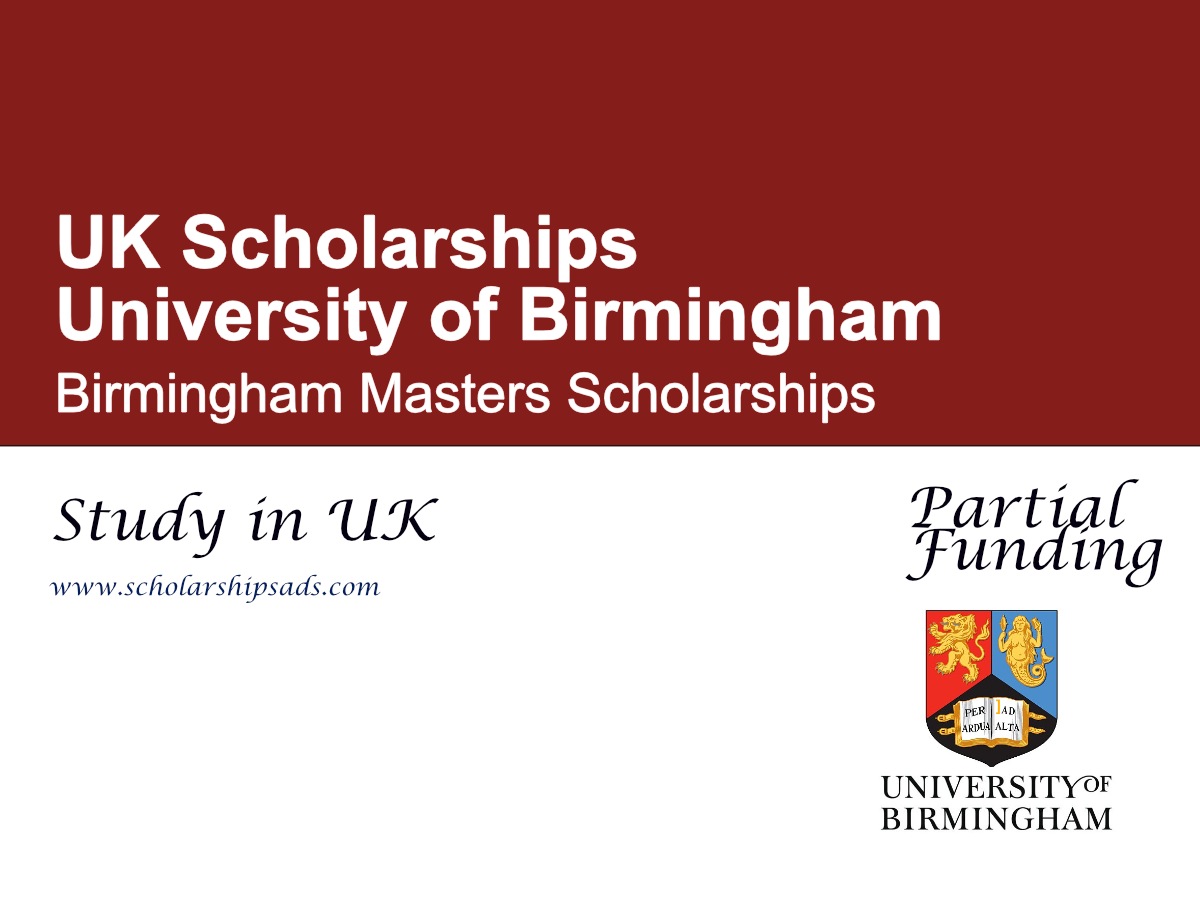 Birmingham Masters Scholarships 2026 in the UK