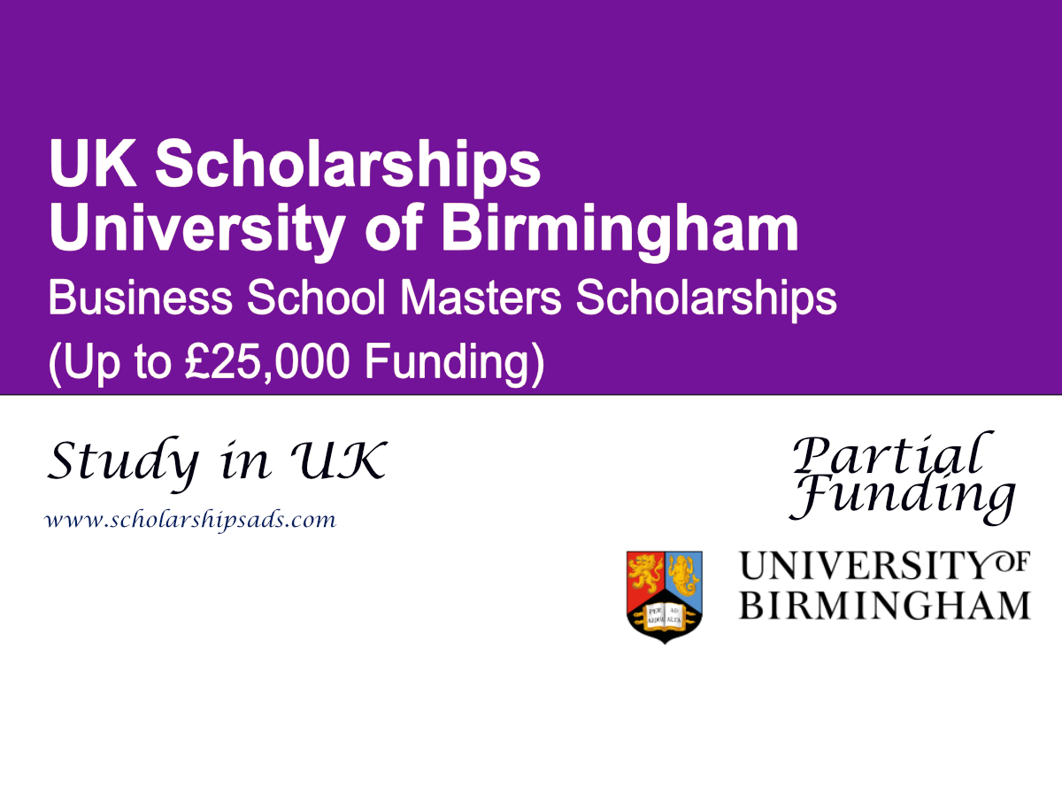 University of Birmingham Business School Masters Scholarships 2026 (Up to £25,000 Funding)