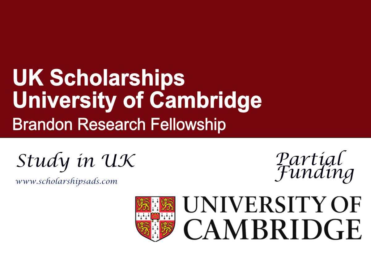 University of Cambridge Brandon Research Fellowship 2026, UK
