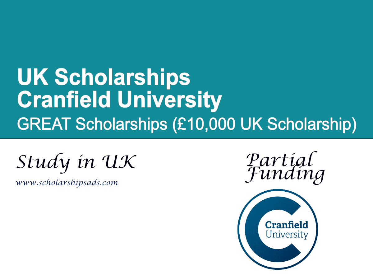 Cranfield University GREAT Scholarships (£10,000 UK Scholarship)