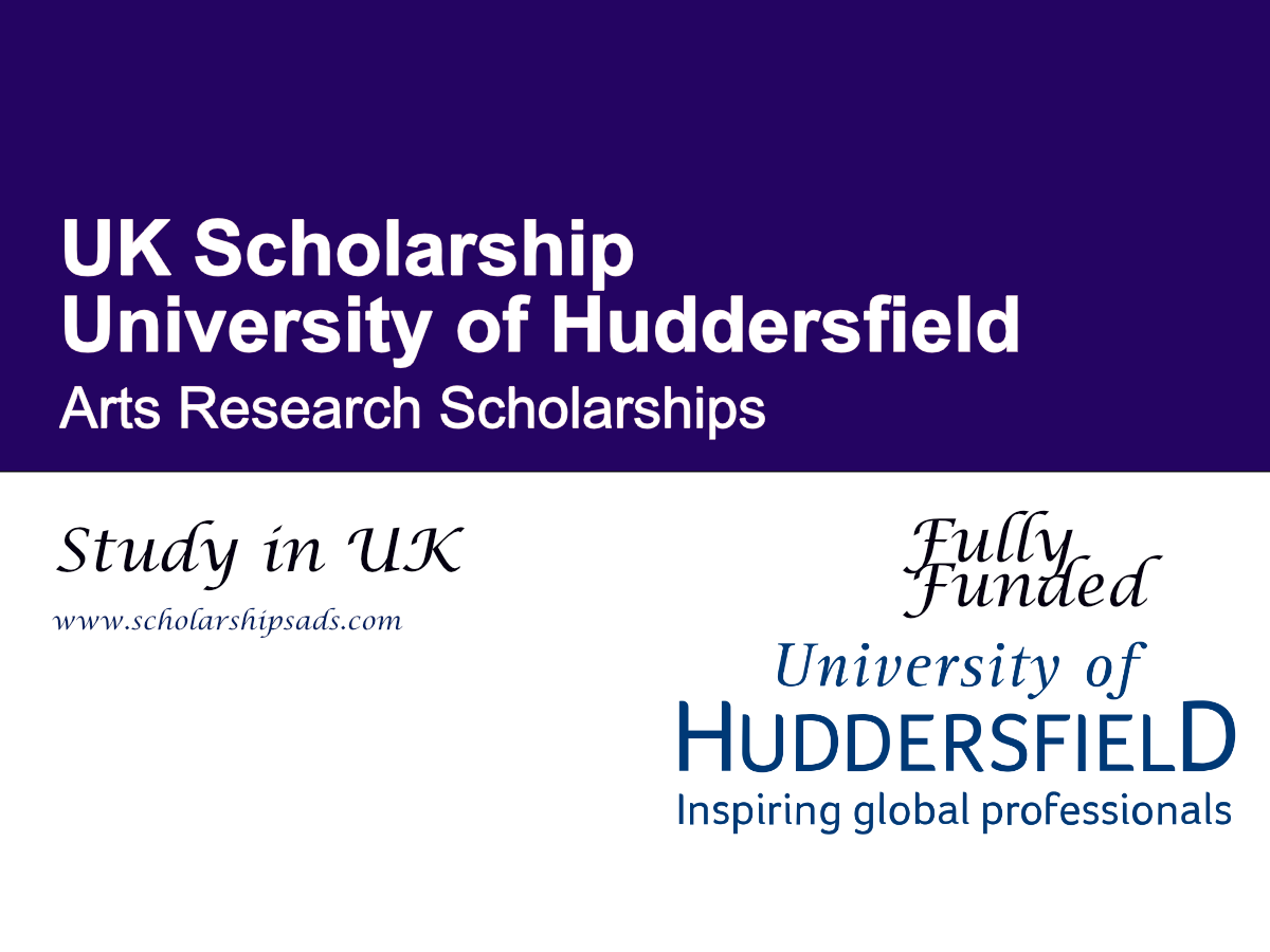 University of Huddersfield Arts Research Scholarships 2026, UK