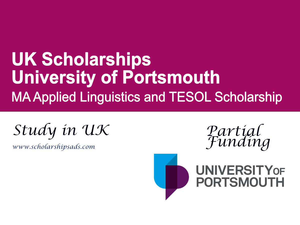 University of Portsmouth MA Applied Linguistics and TESOL Scholarship 2026 , UK
