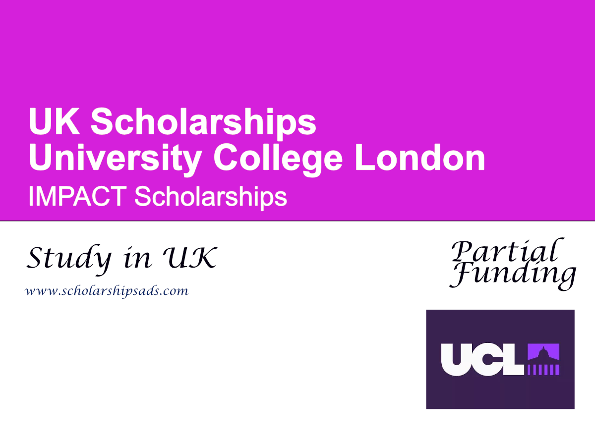 University College London IMPACT Scholarship 2026, UK