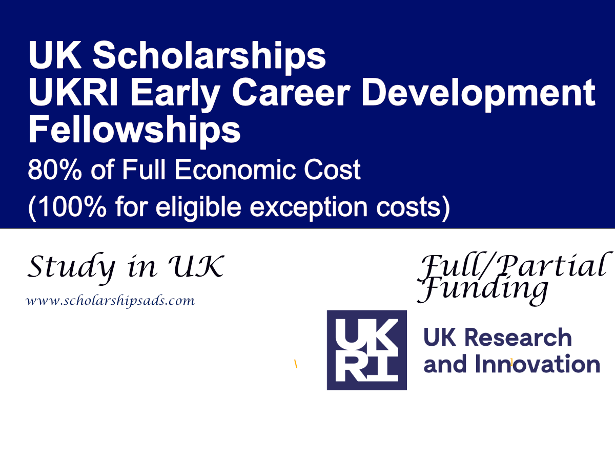 UKRI Early Career Development Fellowships 2026 in UK