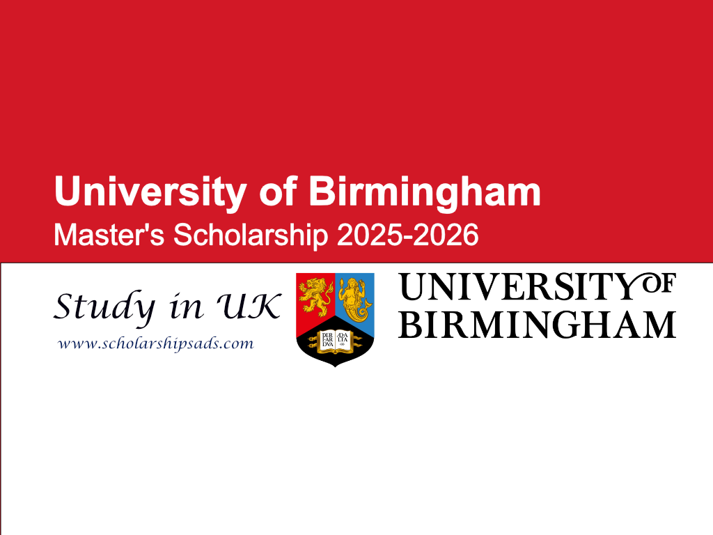 University of Birmingham UK Masters Scholarship 2025-2026