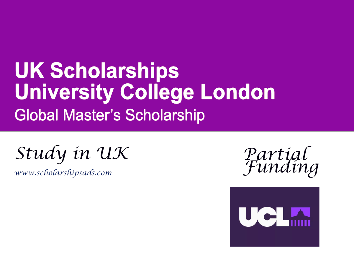 University College London Global Master’s Scholarship 2026–27, UK (£15,000 Funding)