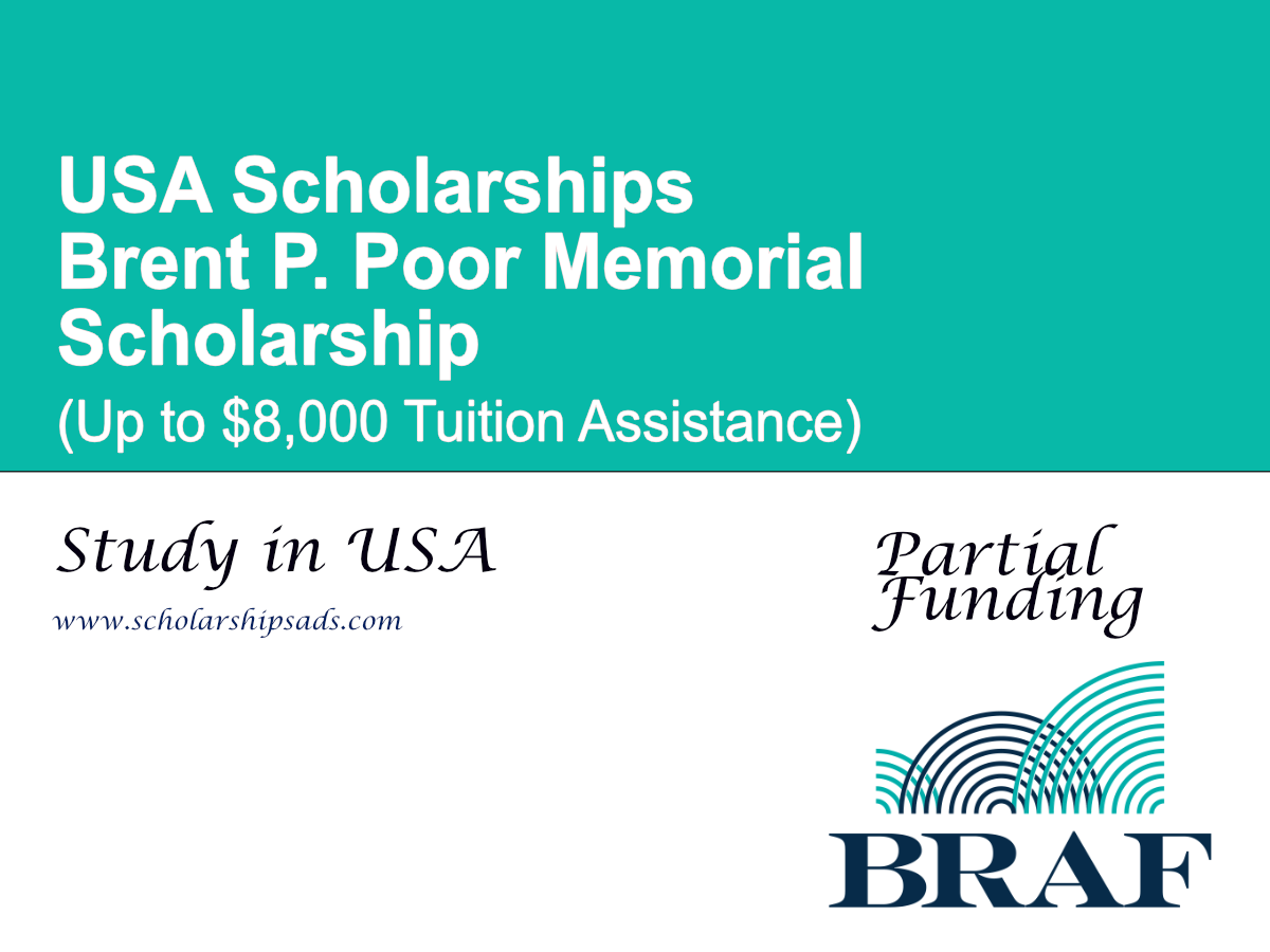Brent P. Poor Memorial Scholarship (Up to $8,000 Tuition Assistance) | USA College Scholarship