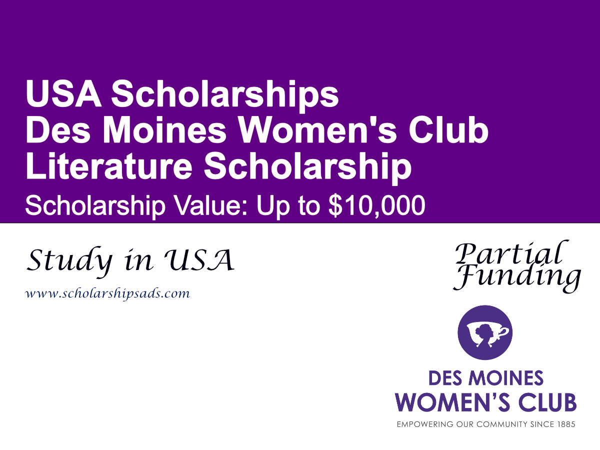 Des Moines Women's Club Literature Scholarship in USA