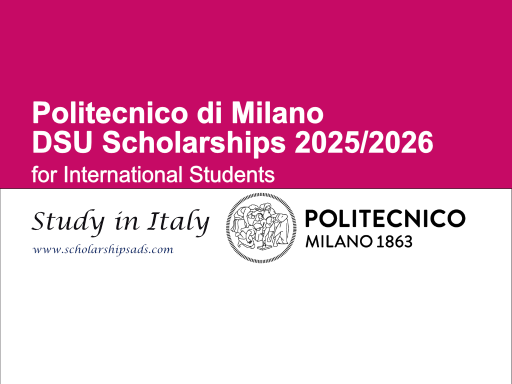 Politecnico di Milano University Italy DSU Scholarships 2025/2026 for International Students