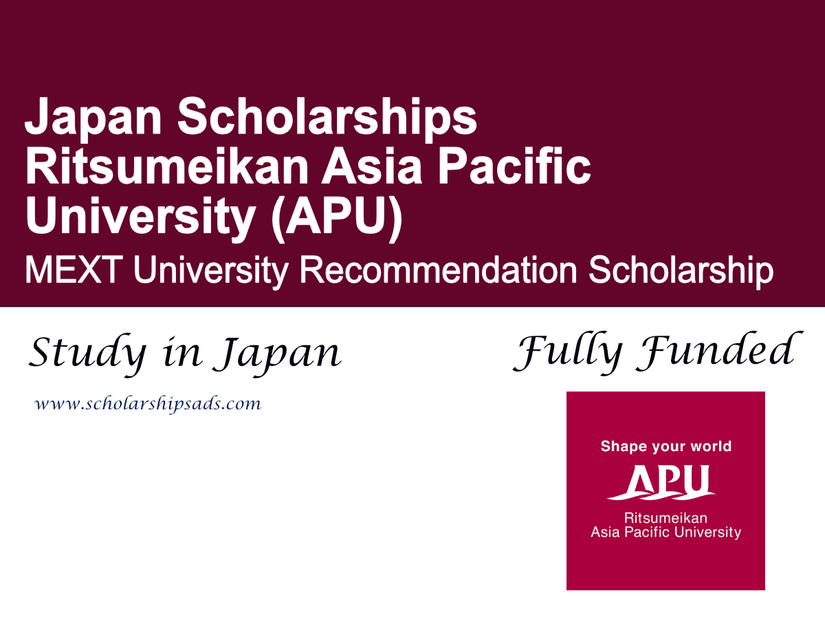 Ritsumeikan Asia Pacific University (APU) MEXT University Recommendation Scholarship 2026 ,  Japan (Fully Funded)