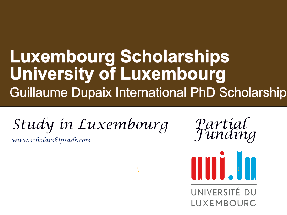 Guillaume Dupaix International PhD Scholarship in Luxembourg