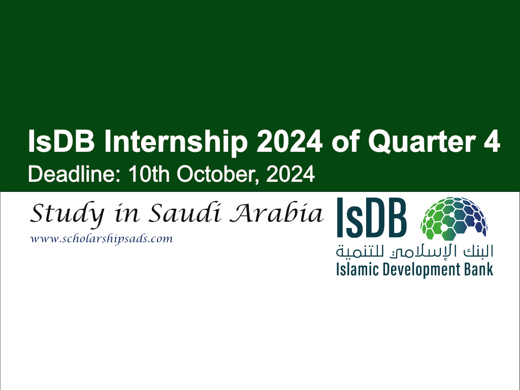 IsDB Saudi Arabia Internship 2024 of Quarter 4