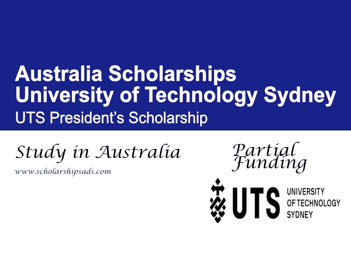 University of Technology Sydney UTS President’s Scholarship 2026 for International Research Students, Australia