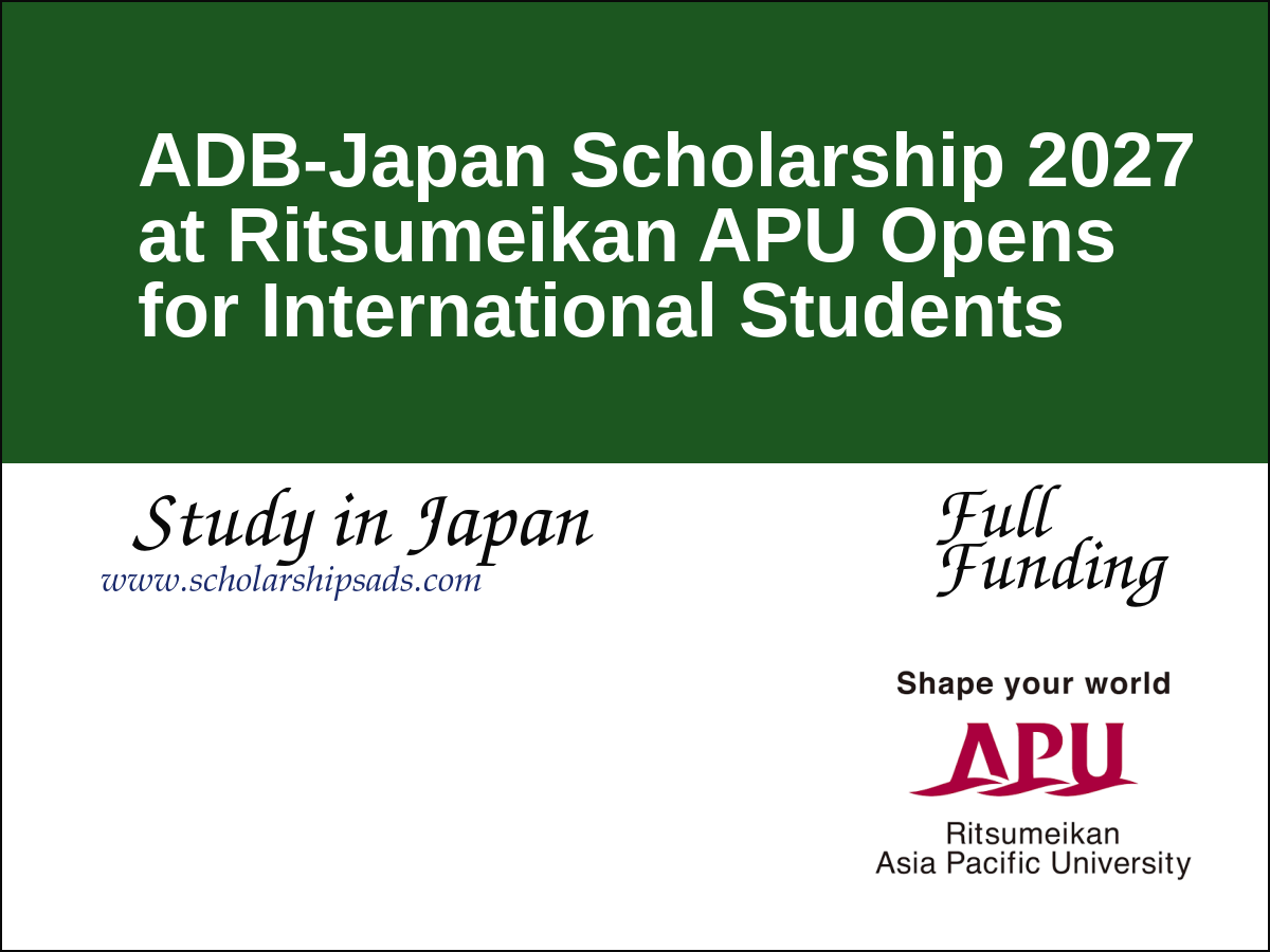 ADB-Japan Scholarship 2027 at Ritsumeikan APU Opens for International Students